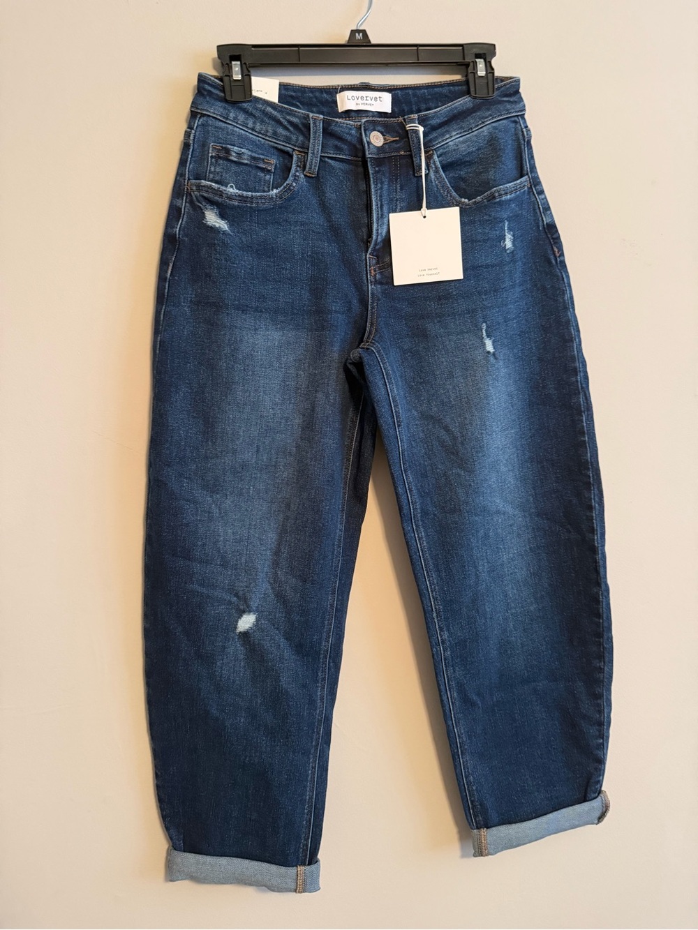 Lovervet  Mid rise medium wash barrel jeans nwt